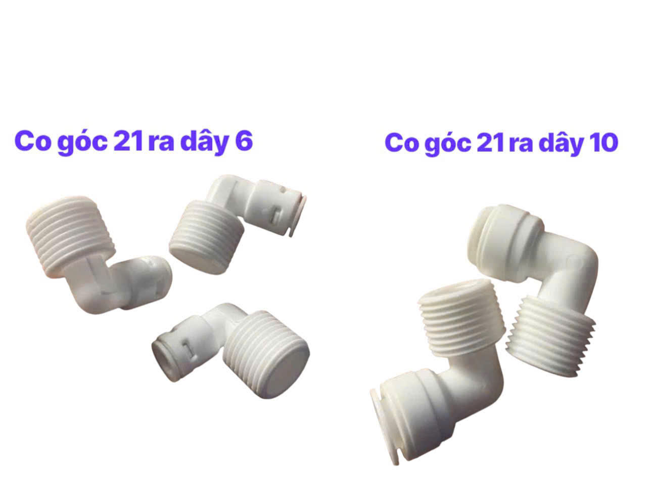 Co Góc Ren Ngoài 21mm Ra Nối Nhanh 10mm Lọc Nước