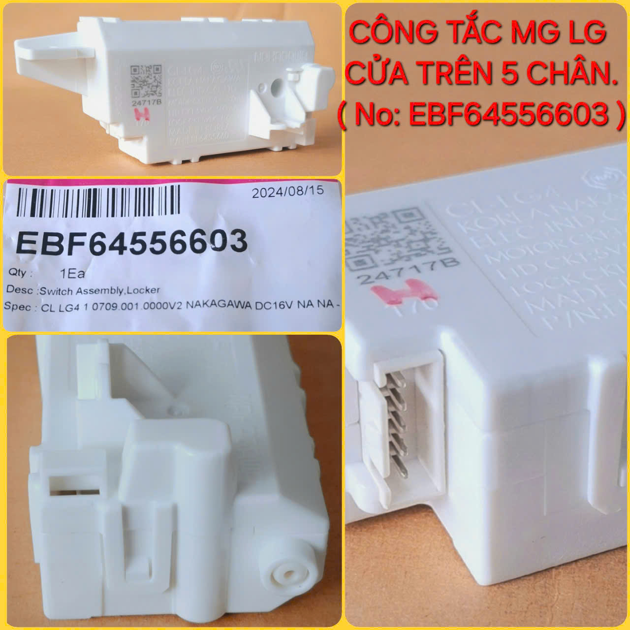 Công Tắc Cửa Máy Giặt LG Cửa Trên (5 Chân) - EBF64556603