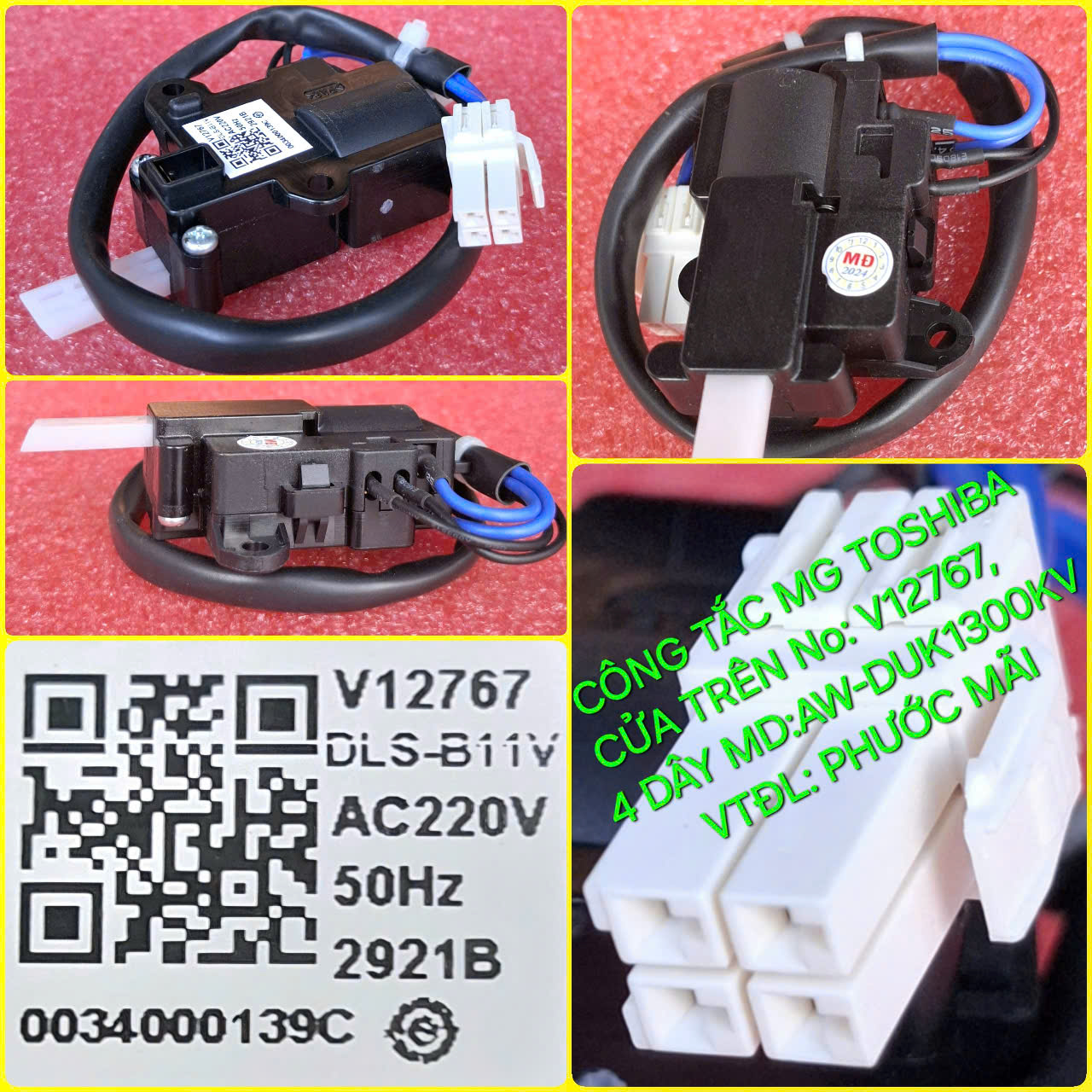 Công Tắc Cửa Máy Giặt Toshiba 4 Dây (Mã No-12767)