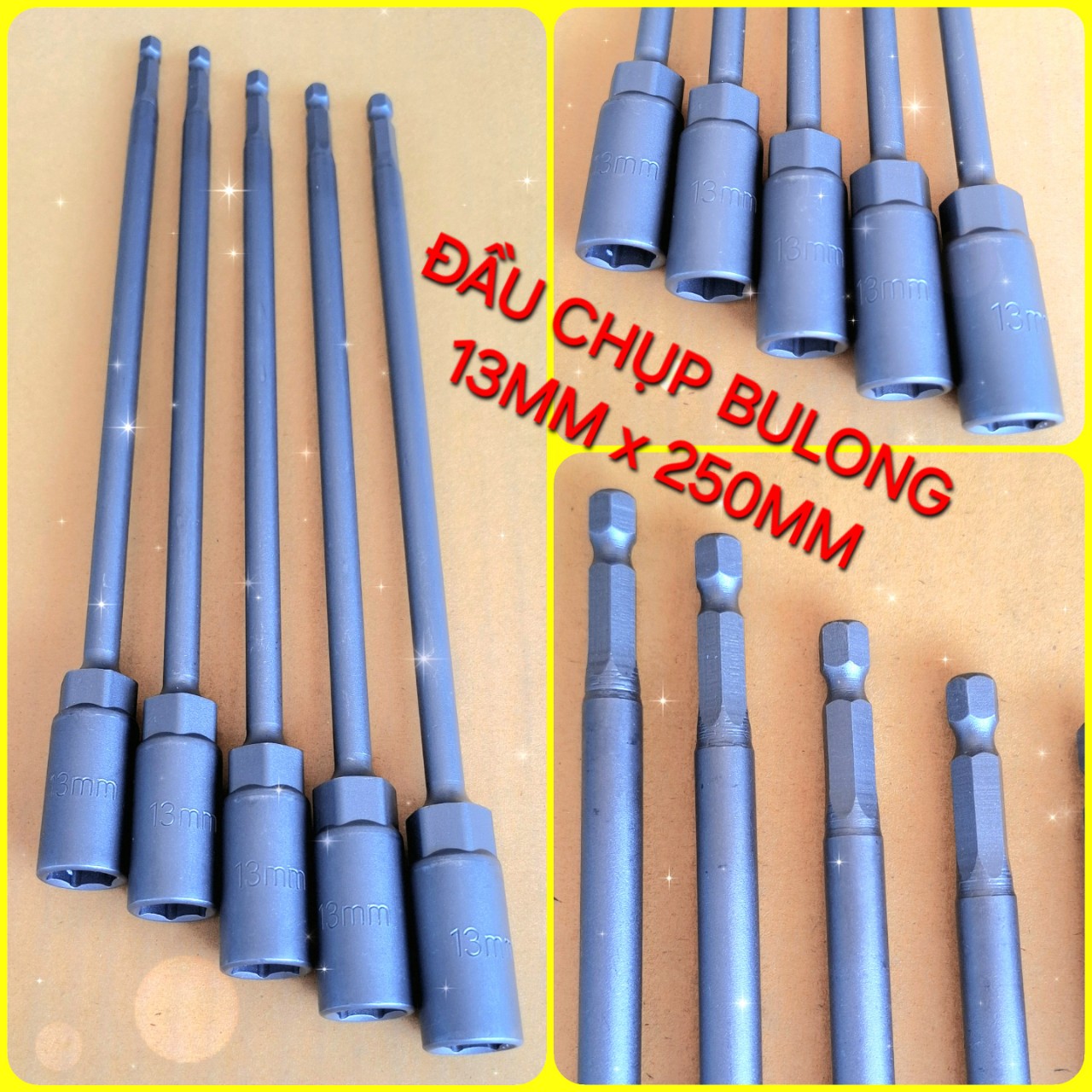 Đầu Chụp Bulong Thép Gió Siêu Dài 13mm x 250mm Cao Cấp