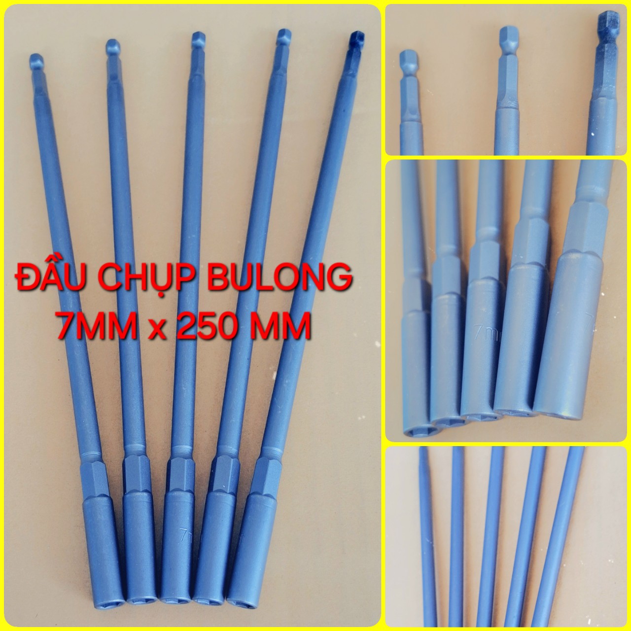 Đầu Chụp Bulong Thép Gió Siêu Dài 7mm x 250mm Cao Cấp