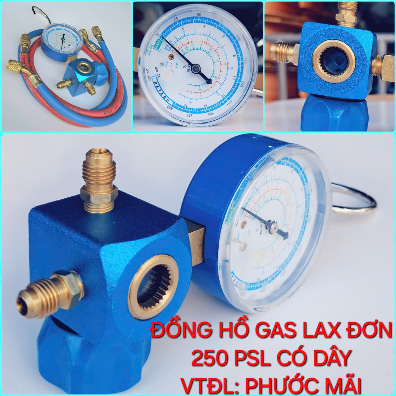 Đồng Hồ Đo Gas Đơn LAX Hạ Áp (Xanh) - 250 PSI