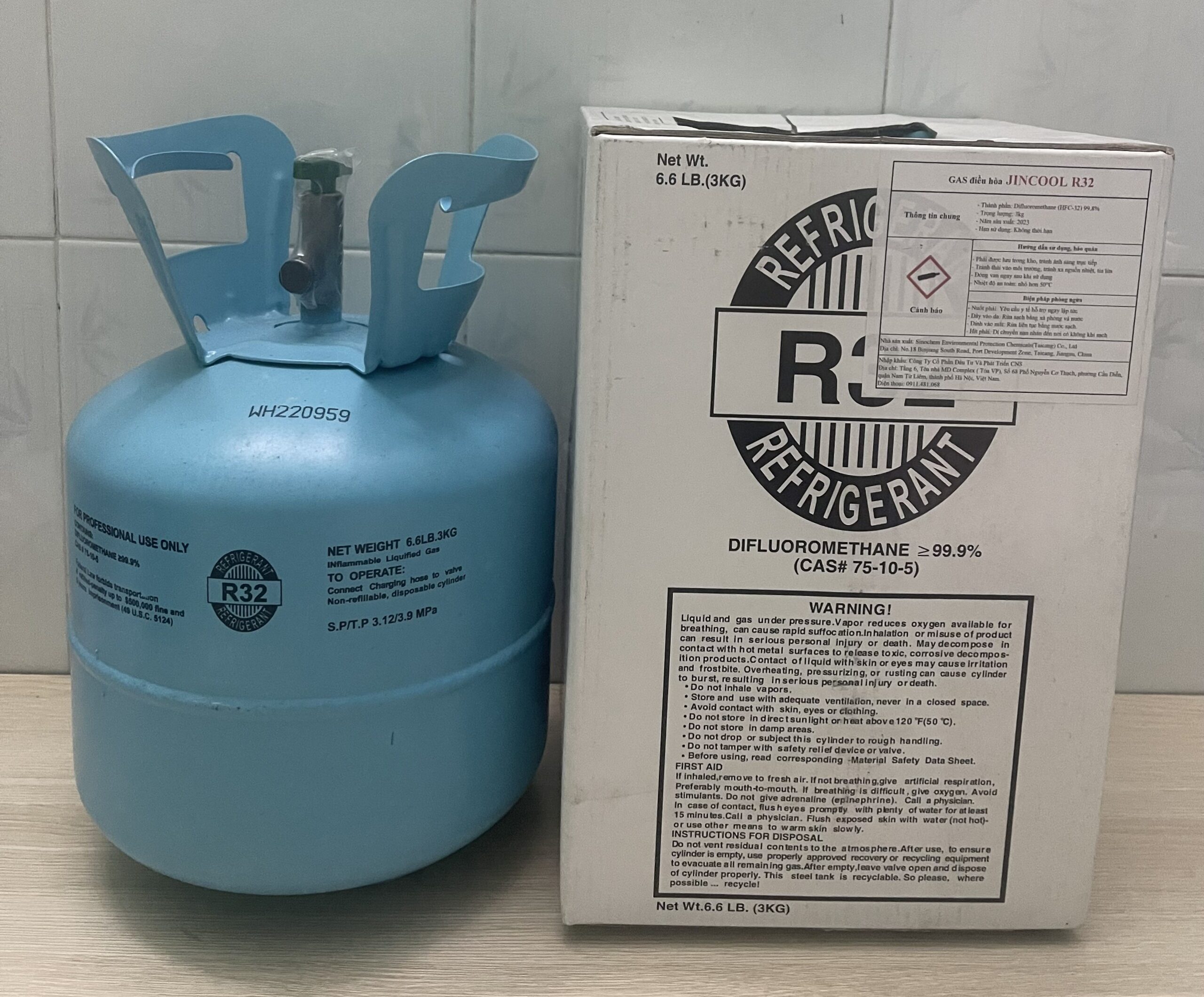 Gas Lạnh JINCOOL R32 (Bình 3kg) Trung Quốc Cao Cấp