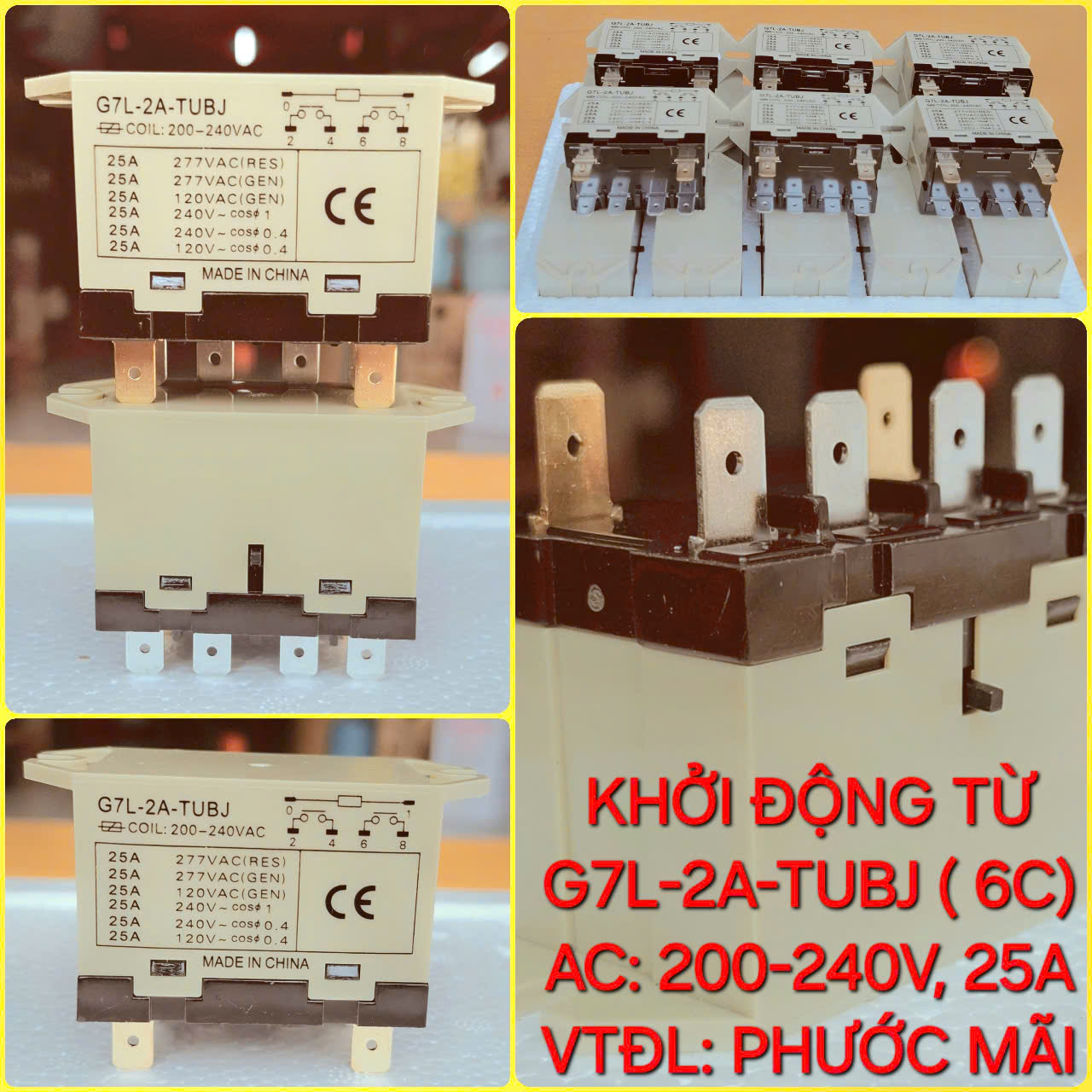 Khởi Động Từ (Rơ Le Cuộn Hút) Omron G7L-2A-TUBJ 25A 6 Chân Cao Cấp