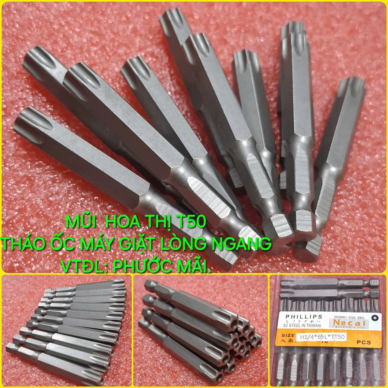 Mũi Bắn Vít Hoa Thị Khóa T50 (Torx S2) Chuyên Dụng Tháo Ốc Máy Giặt Cửa Ngang
