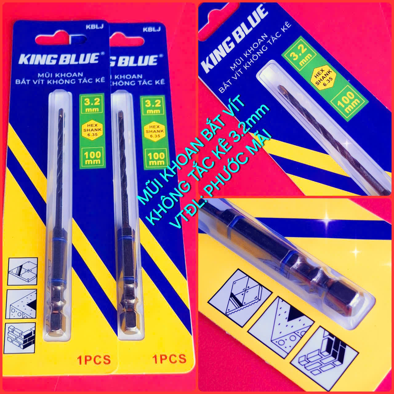 Mũi Khoan Bắt Vít Không Tắc Kê KING BLUE 3.2mm Cao Cấp
