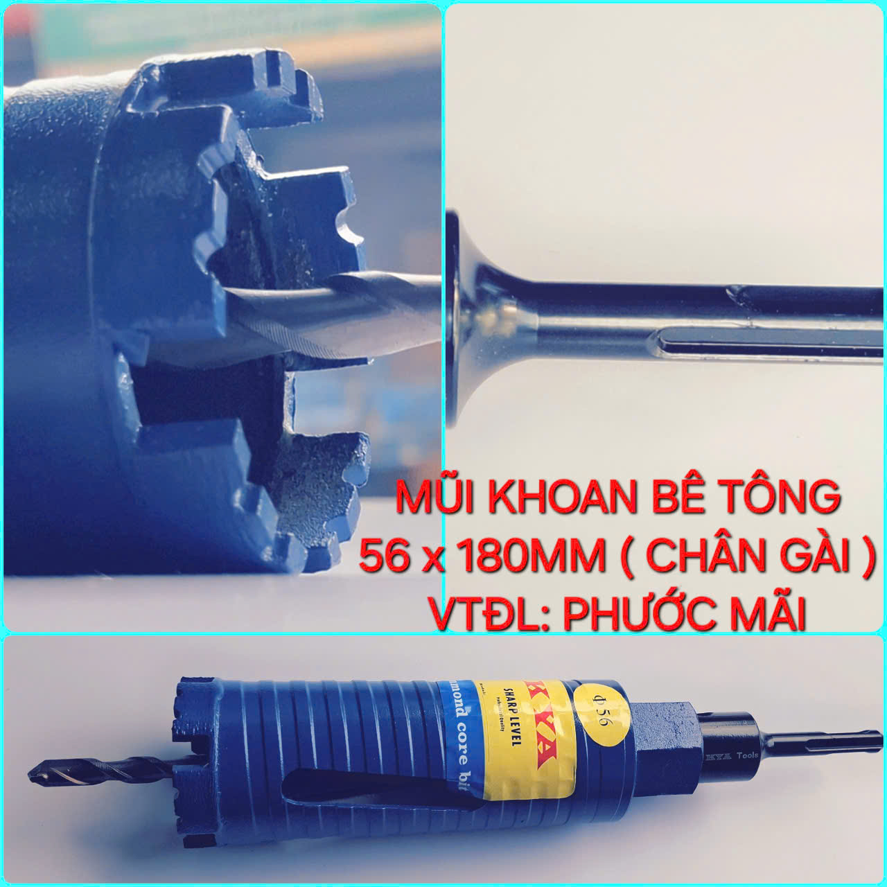 MŨI KHOAN BÊ TÔNG RÚT LỖI (MÀU XANH) 56 x 180MM