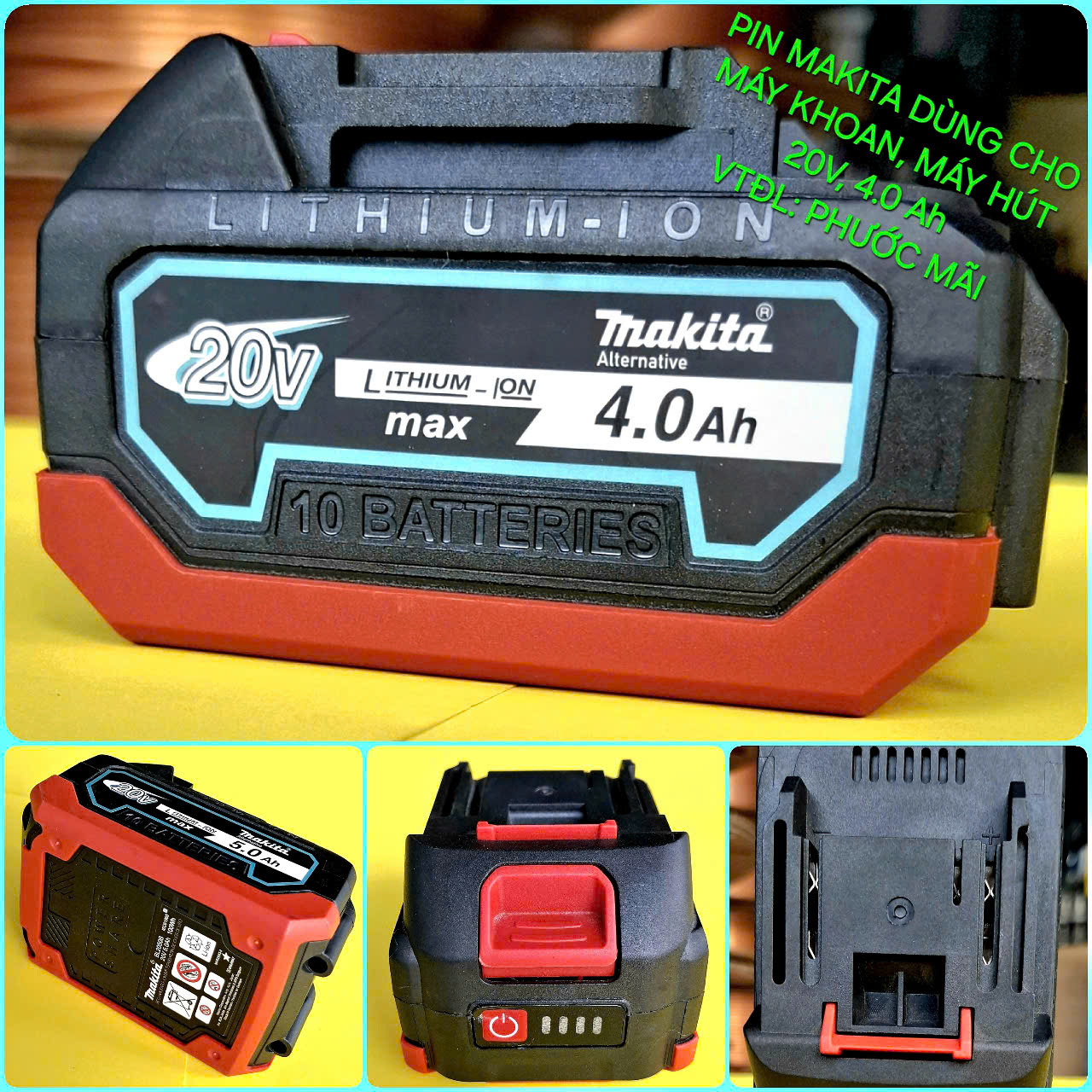 Pin Makita 20V 4.0Ah (Dùng cho máy khoan, máy hút bụi)
