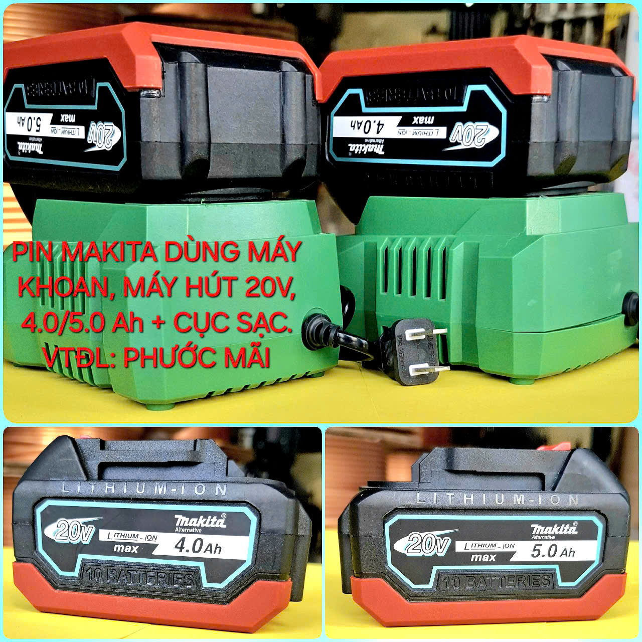 Bộ Pin Makita 20V (4.0Ah/5.0Ah) kèm Cục Sạc